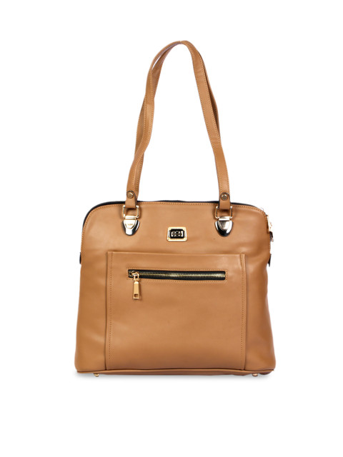 

LELYS Brown Leather Structured Handheld Bag