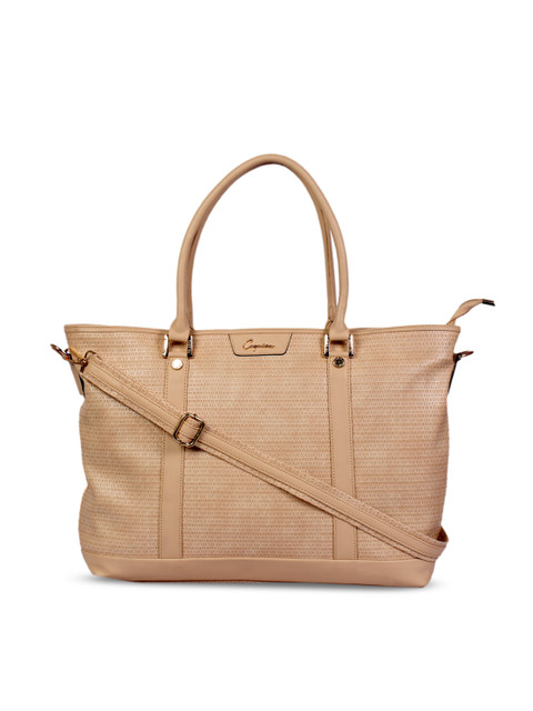 

LELYS Beige Textured Leather Structured Shoulder Bag