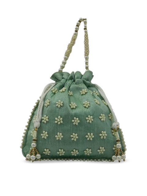 

LELYS Green Floral Embellished Bucket Handheld Bag