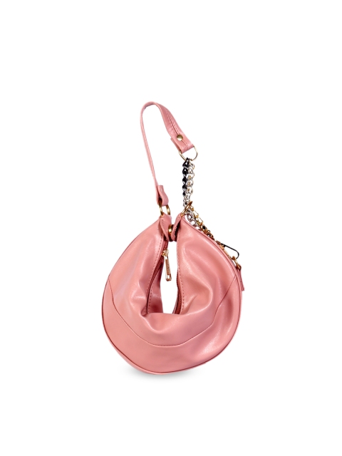 

LELYS Pink PU Half Moon Hobo Bag