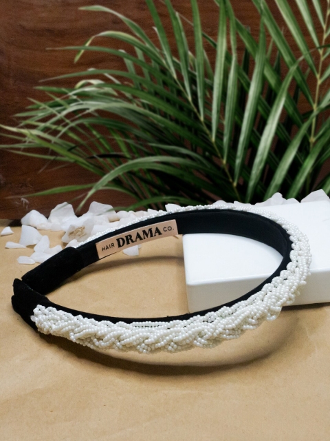 

HAIR DRAMA COMPANY Women White & Black Embellished Hairband