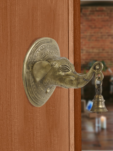 

Imli Street Gold-Toned Elephant Face Wall Hanging Bell Showpieces