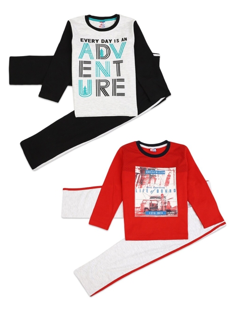 

V-Mart Kids Set of 2 Red & White Printed T-shirt with Pyjamas