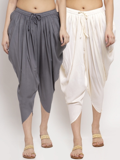 

Miaz Lifestyle Women Pack Of 2 Solid Loose-Fit Dhoti Salwar, Grey