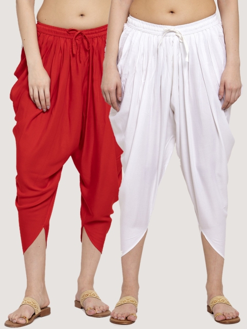 

Miaz Lifestyle Women Pack Of 2 Solid Loose-Fit Dhoti Salwars, Red