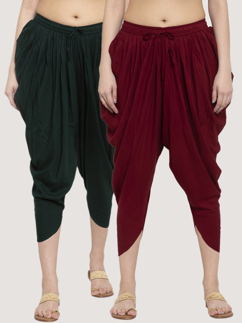 

Miaz Lifestyle Women Pack Of 2 Solid Loose-Fit Dhoti Salwars, Maroon
