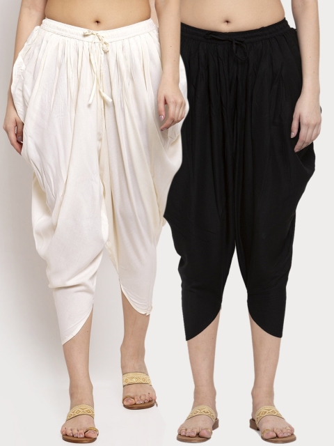 

Miaz Lifestyle Women Pack Of 2 Solid Loose-Fit Dhoti Salwars, Black