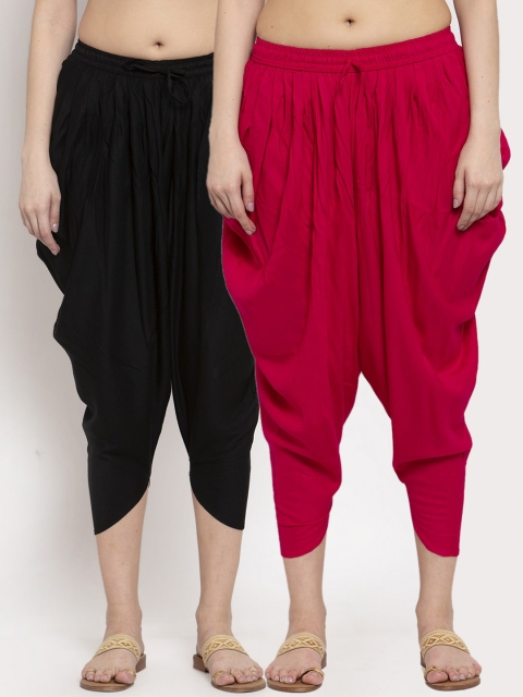 

Miaz Lifestyle Women Pack Of 2 Solid Loose-Fit Dhoti Salwars, Pink