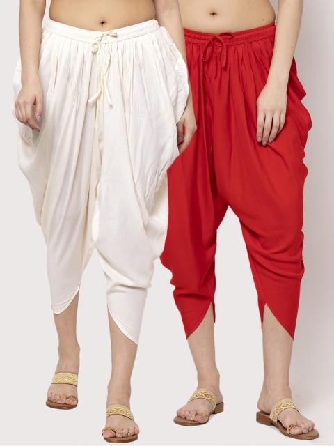 

Miaz Lifestyle Women Pack Of 2 Solid Loose-Fit Dhoti Salwar, Red