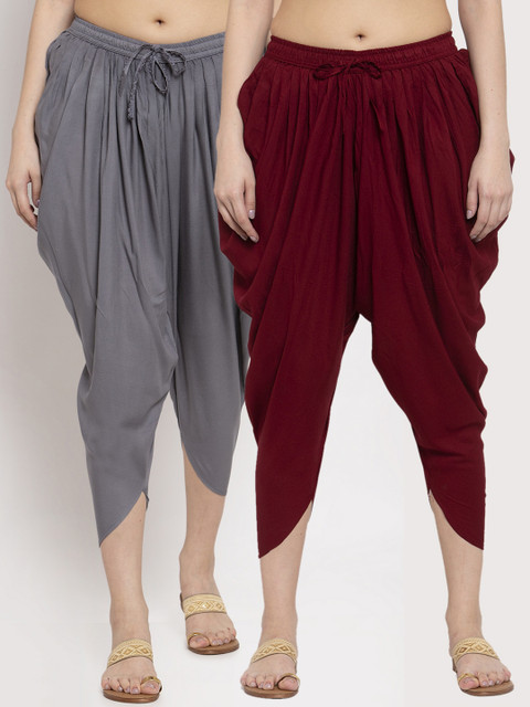 

Miaz Lifestyle Women Pack Of 2 Solid Loose-Fit Dhoti Salwar, Grey