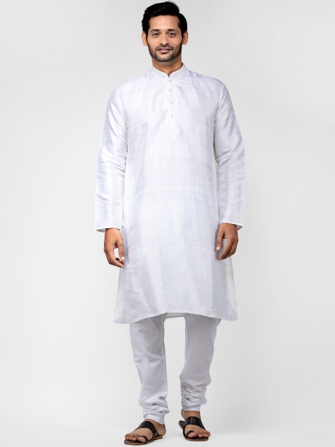 

TATTVA Men White Pure Silk Kurta with Churidar