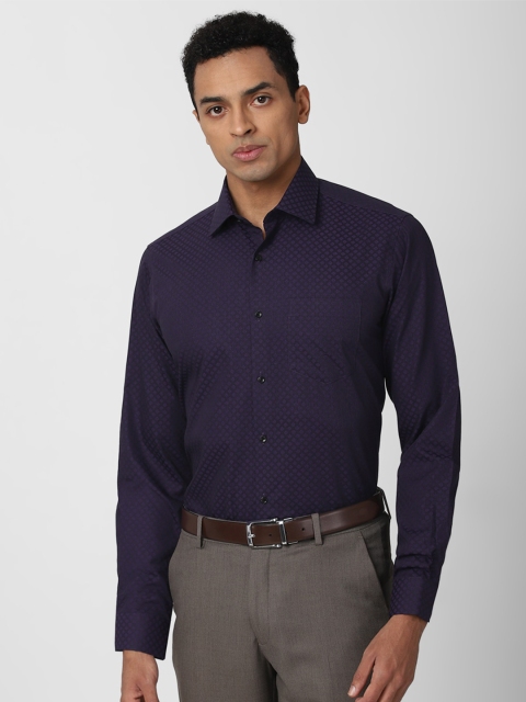 

Van Heusen Men Navy Blue Printed Formal Shirt