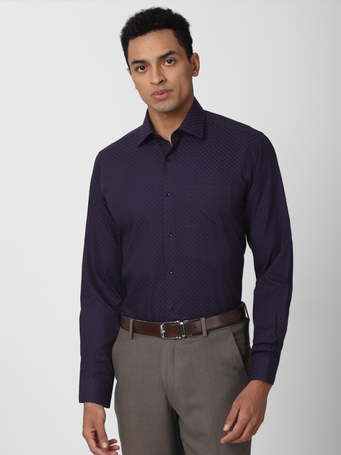 

Van Heusen Men Navy Blue Printed Formal Shirt