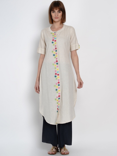 

Women Republic Women White Geometric Thread Work Kurta
