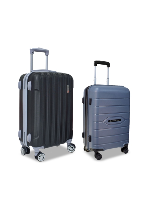 

SWISS MILITARY Set Of 2 Patterned Hard-Sided Trolley Suitcases, Black