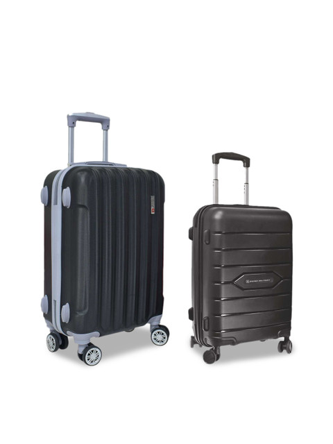 

SWISS MILITARY Set Of 2 Patterned Hard-Sided Trolley Suitcases, Black