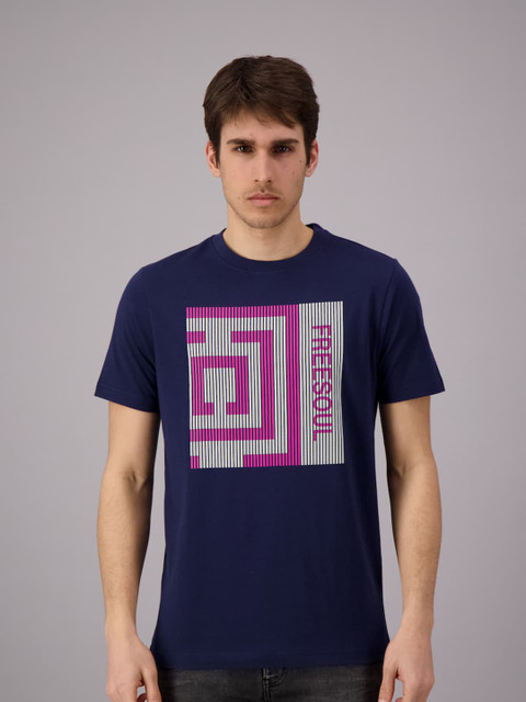

FREESOUL Men Blue Typography Printed T-shirt