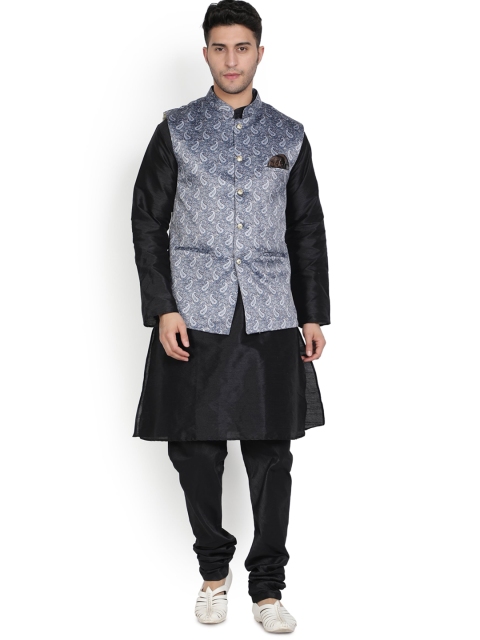 

Armaan Ethnic Men Black Dupion Silk Kurta with Pyjamas