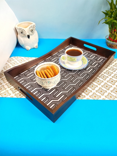 

CRAYTON Brown Printed Wood Rectangle Trays