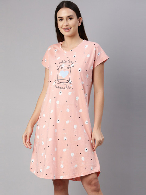 

GOLDSTROMS Peach-Coloured Printed Nightdress