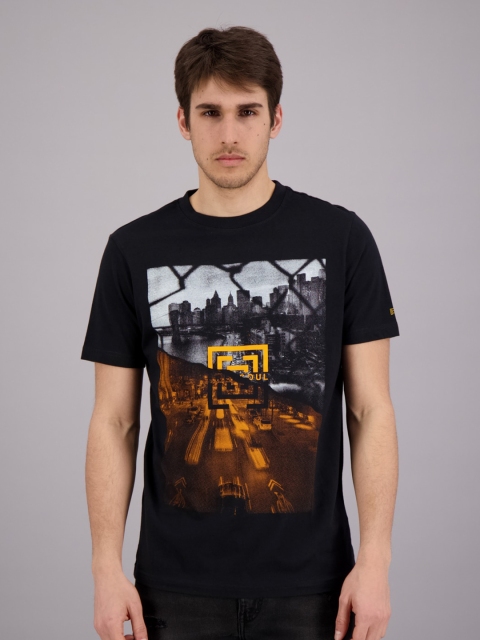 

FREESOUL Men Black Printed T-shirt