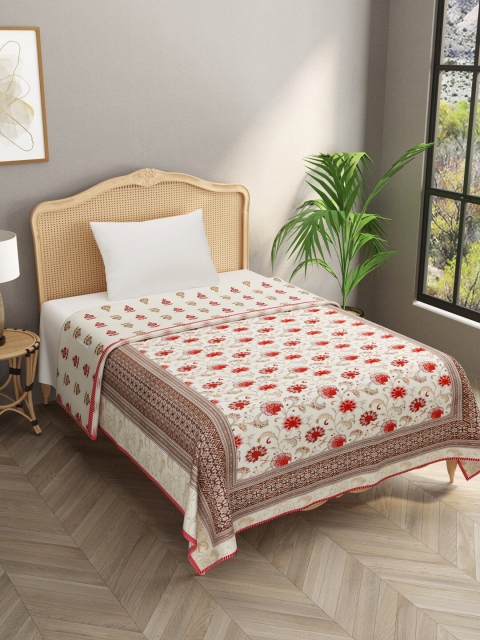 

Gulaab Jaipur Red & Beige Ethnic Motifs AC Room 350 GSM Single Bed Dohar