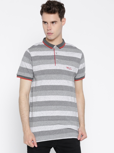 

Fort Collins Men Grey Striped Polo Collar T-shirt