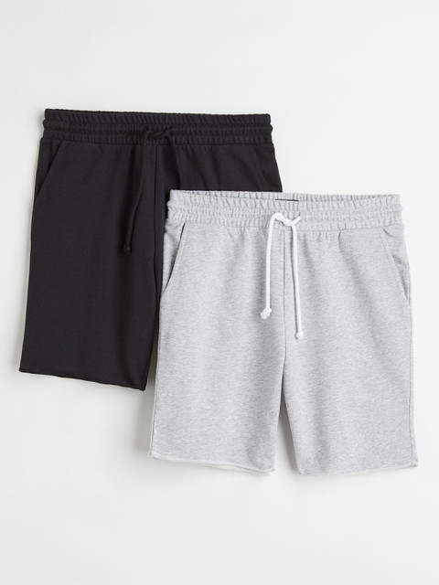 

H&M Men 2 Pack Black & Grey Regular Fit Sweatshorts