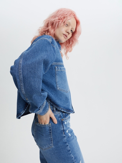 

H&M Blue Cropped Denim Overshirt