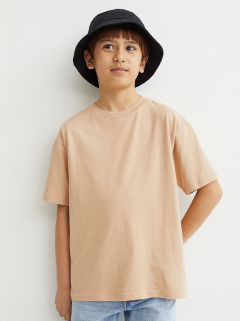 

H&M Boys Pack of 3 Beige Solid Round Neck Cotton Oversized T-shirts