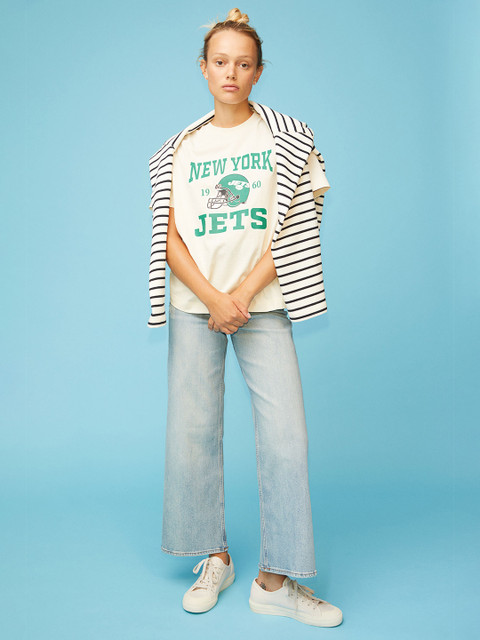 

H&M Women White & Green Typography Printed Pure Cotton T-shirt