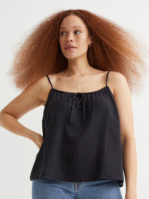 

H&M Women Black Bow-Detail Strappy Top
