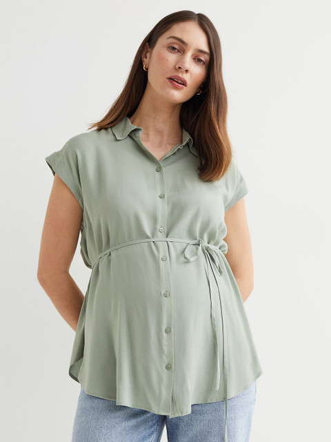 

H&M MAMA Green Tie-Detail Blouse