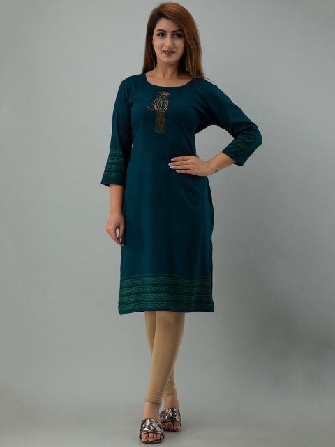 

PREKSHA Women Blue Ethnic Motifs Embroidered Kurta