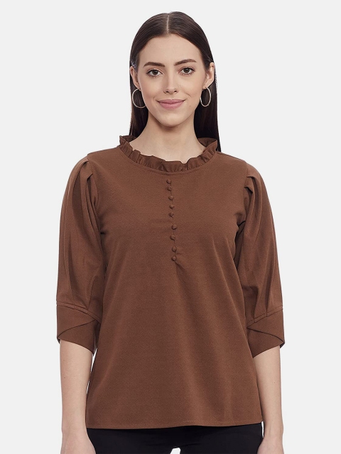

IVOC Women Slim Fit Brown Top