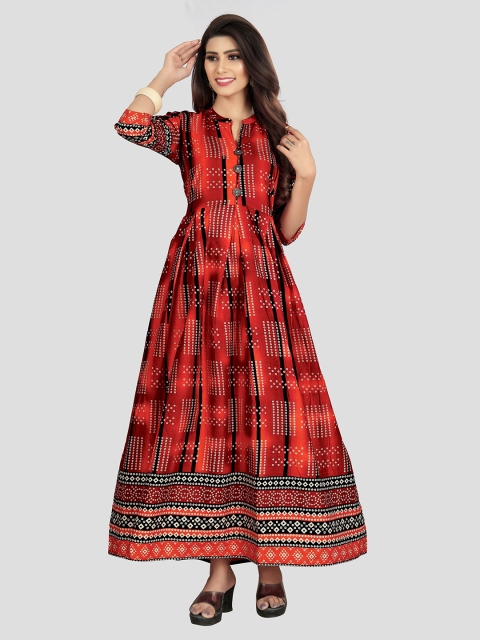 

Fashion FRICKS Women Red Ethnic Cotton Maxi Dress