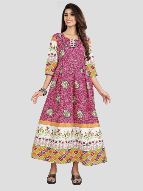 

Fashion FRICKS Women Pink Ethnic Motifs Printed Maxi Dress