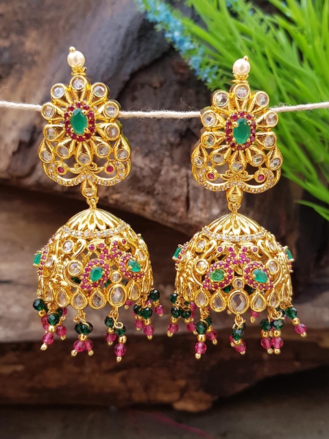 

GRIIHAM Multicoloured Contemporary Jhumkas Earrings, Multi