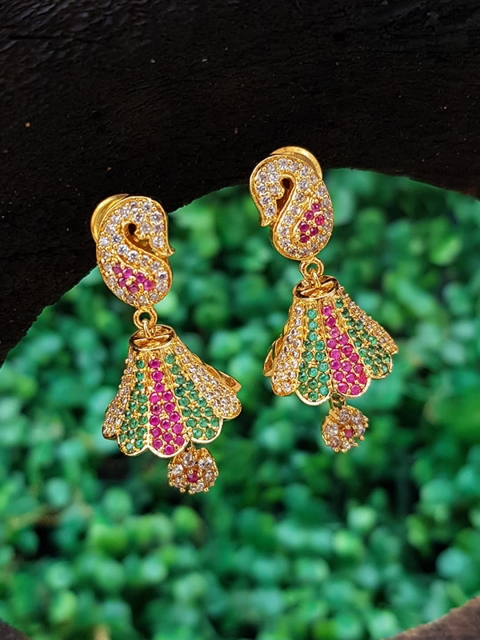 

GRIIHAM Gold-Toned & Multicoloured Contemporary Studs Earrings