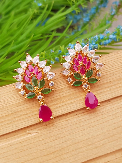 

GRIIHAM Gold-Toned & Multicoloured Contemporary Studs Earrings