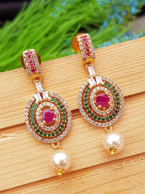 

GRIIHAM Gold Plated Multicoloured Drop Earrings, Multi