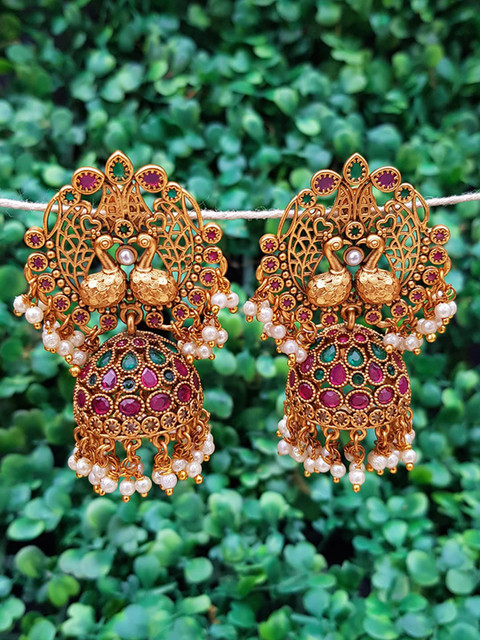 

GRIIHAM Multicoloured Contemporary Jhumkas Earrings, Multi