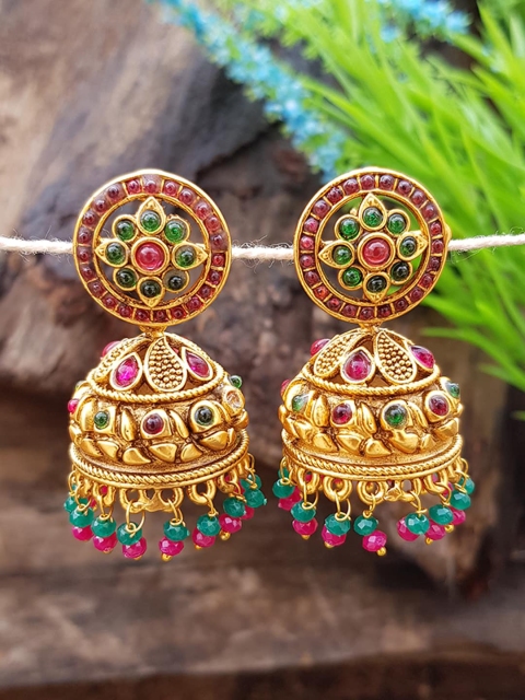 

GRIIHAM Multicoloured Contemporary Jhumkas Earrings, Multi