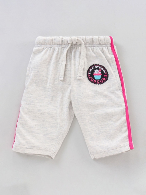 

JusCubs Girls Grey Melange Solid Relaxed Fit Pure Cotton Track Pants