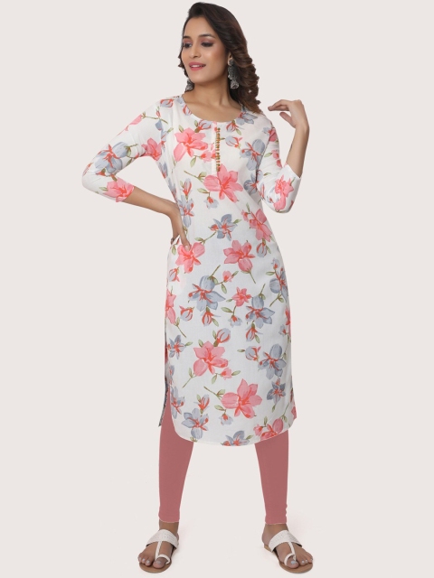 

ZRI Women White Floral Printed Floral Kurta
