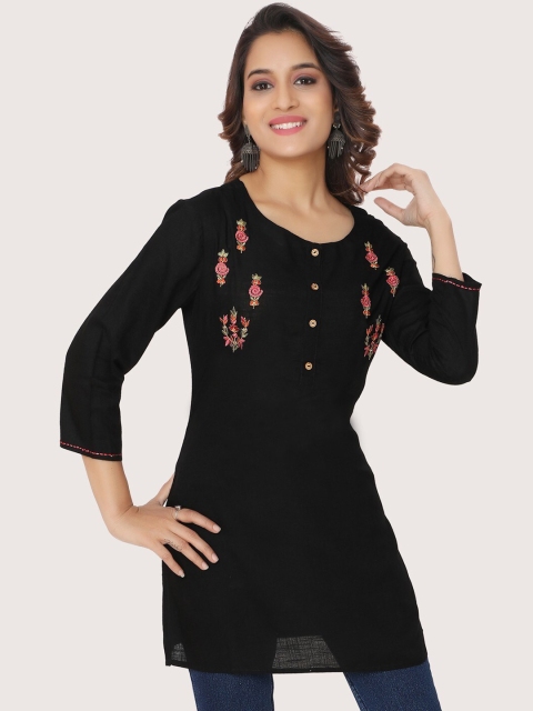 

ZRI Women Black Flared Sleeves Floral Kurta