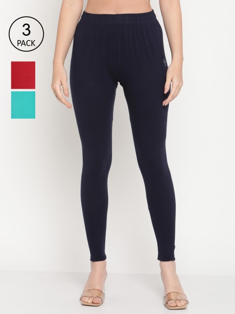 

TAG 7 Women Pack of 2 Solid Ankle-Length Leggings, Maroon