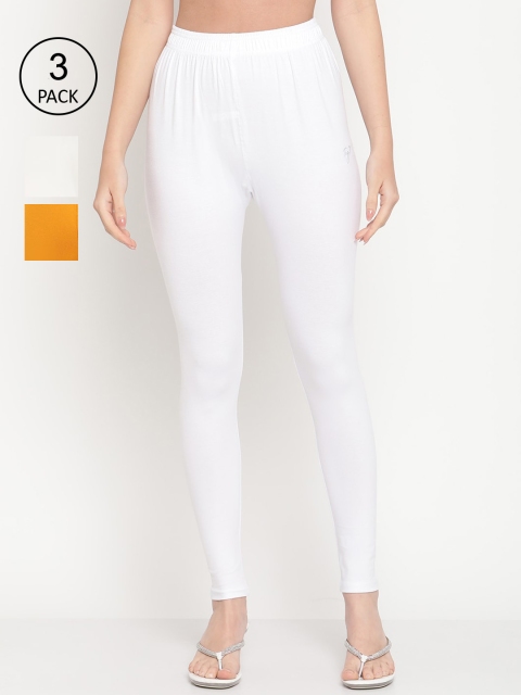 

TAG 7 Women Pack Of 2 Solid Ankle-Length Leggings, White