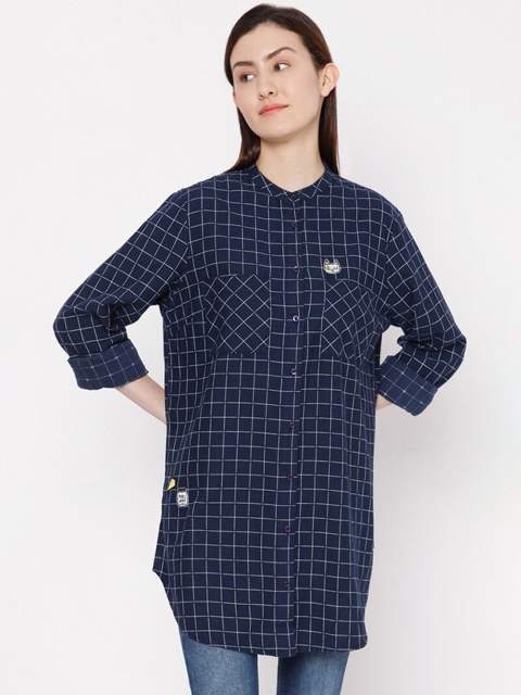 

SPYKAR Women Blue Windowpane Checks Checked Casual Shirt