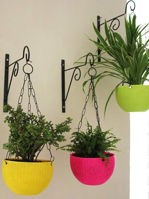 

Leafy Tales Pack Of 4 Plant Hanger Brackets Wall Mounted, Black